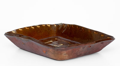 Slip-Decorated Redware Loaf Dish, Inscribed 