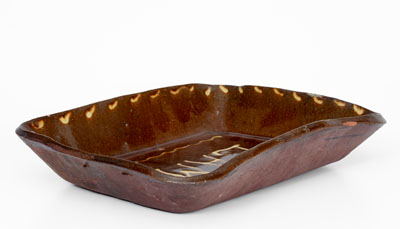 Slip-Decorated Redware Loaf Dish, Inscribed 