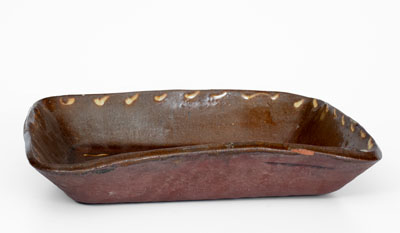 Slip-Decorated Redware Loaf Dish, Inscribed 