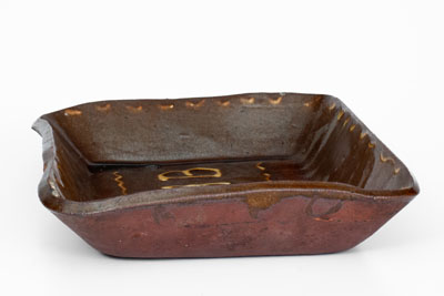 Slip-Decorated Redware Loaf Dish, Inscribed 