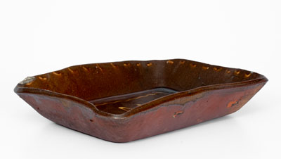 Slip-Decorated Redware Loaf Dish, Inscribed 