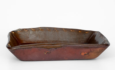 Slip-Decorated Redware Loaf Dish, Inscribed 