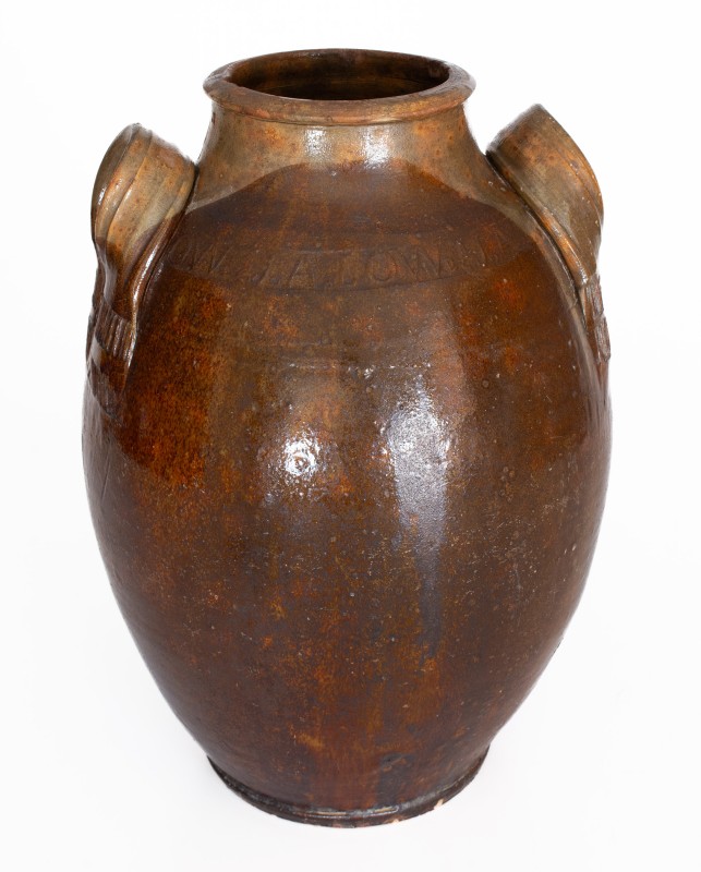 J. A. LOWE (John Alexander Lowe, 1833-1902), Greene County, Tennessee Redware Jar, circa 1852-1862