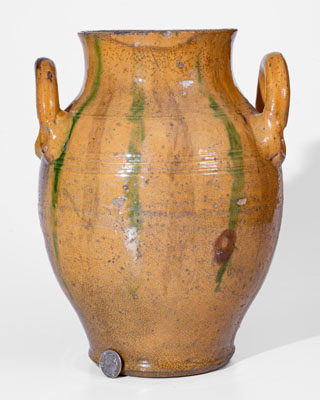 Very Rare Great Road Copper-and-Manganese-Decorated Redware Jar, Smyth County, Virginia, mid 19th century