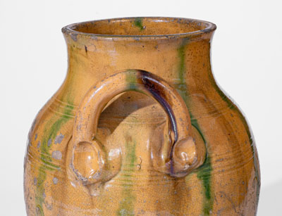 Very Rare Great Road Copper-and-Manganese-Decorated Redware Jar, Smyth County, Virginia, mid 19th century