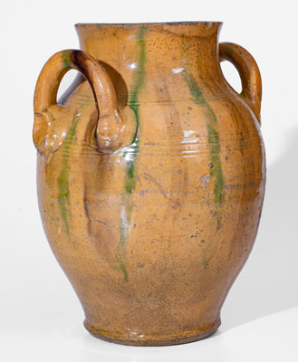 Very Rare Great Road Copper-and-Manganese-Decorated Redware Jar, Smyth County, Virginia, mid 19th century