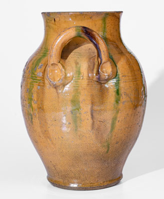 Very Rare Great Road Copper-and-Manganese-Decorated Redware Jar, Smyth County, Virginia, mid 19th century