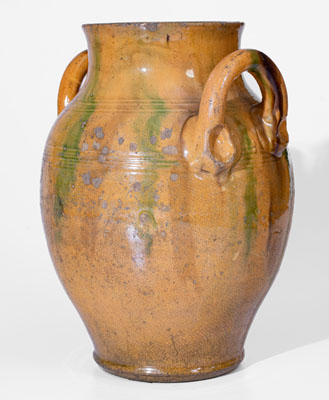 Very Rare Great Road Copper-and-Manganese-Decorated Redware Jar, Smyth County, Virginia, mid 19th century