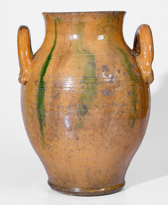 Very Rare Great Road Copper-and-Manganese-Decorated Redware Jar, Smyth County, Virginia, mid 19th century