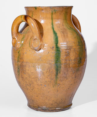 Very Rare Great Road Copper-and-Manganese-Decorated Redware Jar, Smyth County, Virginia, mid 19th century