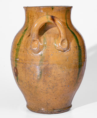 Very Rare Great Road Copper-and-Manganese-Decorated Redware Jar, Smyth County, Virginia, mid 19th century