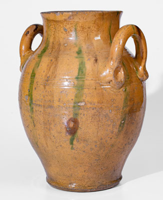 Very Rare Great Road Copper-and-Manganese-Decorated Redware Jar, Smyth County, Virginia, mid 19th century