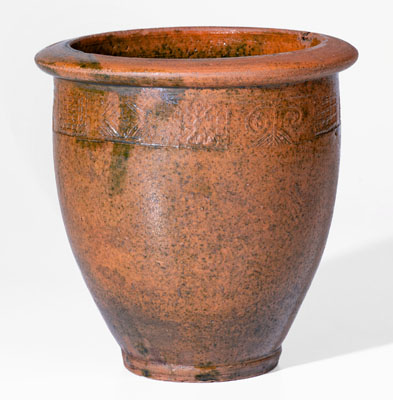 Rare Copper-Glazed Redware Jar attrib. J.A. Lowe or possibly Jackson Campbell, Greene County, TN