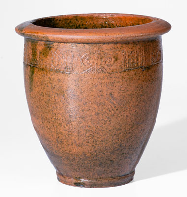 Rare Copper-Glazed Redware Jar attrib. J.A. Lowe or possibly Jackson Campbell, Greene County, TN