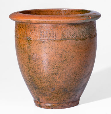 Rare Copper-Glazed Redware Jar attrib. J.A. Lowe or possibly Jackson Campbell, Greene County, TN