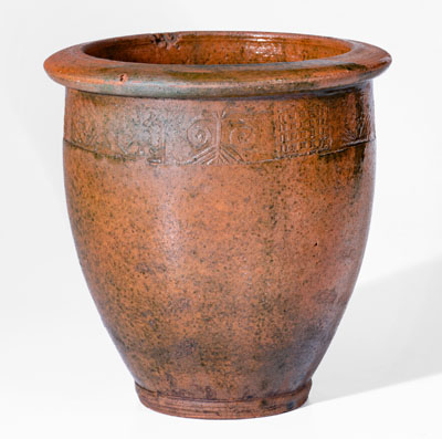 Rare Copper-Glazed Redware Jar attrib. J.A. Lowe or possibly Jackson Campbell, Greene County, TN