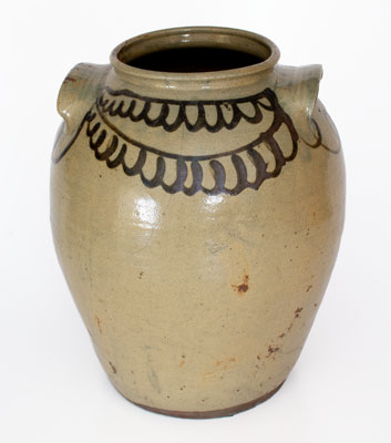 Attrib. Thomas Chandler, Edgefield District, SC Alkaline-Glazed Stoneware Jar w/ Iron Slip Decoration