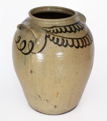 Large-Sized Alkaline-Glazed Stoneware Jar w/ Iron Slip Decoration, attrib. Thomas Chandler, Edgefield District, SC