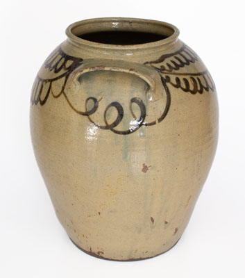 Large-Sized Alkaline-Glazed Stoneware Jar w/ Iron Slip Decoration, attrib. Thomas Chandler, Edgefield District, SC