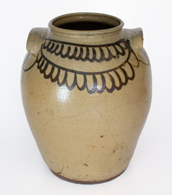 Large-Sized Alkaline-Glazed Stoneware Jar w/ Iron Slip Decoration, attrib. Thomas Chandler, Edgefield District, SC