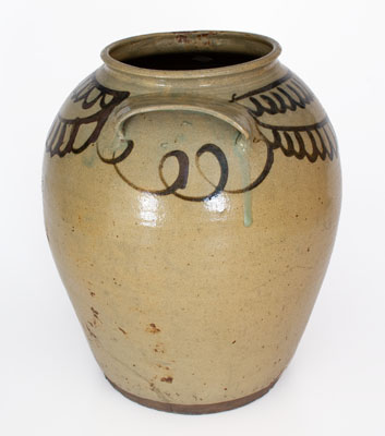 Large-Sized Alkaline-Glazed Stoneware Jar w/ Iron Slip Decoration, attrib. Thomas Chandler, Edgefield District, SC