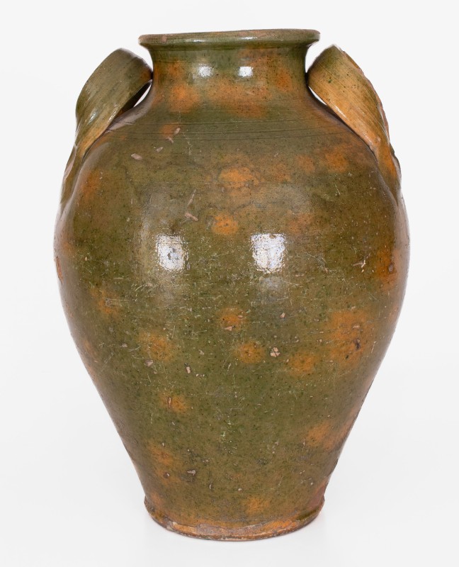 Attrib. Christopher Alexander Haun (1821-1861) Copper-Glazed Redware Jar, Greene County, Tennessee