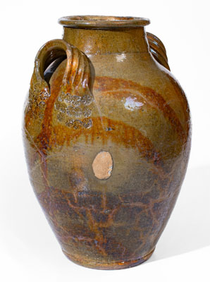 Extremely Rare HAUN (Christopher Alexander Haun), Greene County, TN Redware Jar w/ Exuberant Manganese Brushwork