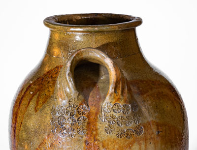 Extremely Rare HAUN (Christopher Alexander Haun), Greene County, TN Redware Jar w/ Exuberant Manganese Brushwork