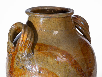 Extremely Rare HAUN (Christopher Alexander Haun), Greene County, TN Redware Jar w/ Exuberant Manganese Brushwork