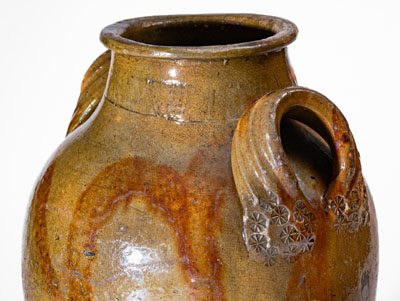 Extremely Rare HAUN (Christopher Alexander Haun), Greene County, TN Redware Jar w/ Exuberant Manganese Brushwork