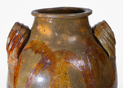 Extremely Rare HAUN (Christopher Alexander Haun), Greene County, TN Redware Jar w/ Exuberant Manganese Brushwork