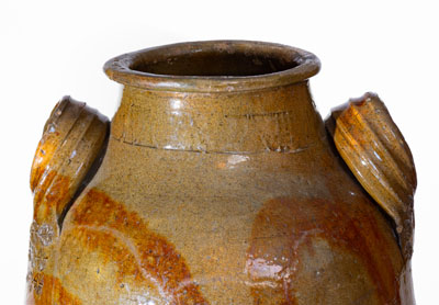 Extremely Rare HAUN (Christopher Alexander Haun), Greene County, TN Redware Jar w/ Exuberant Manganese Brushwork