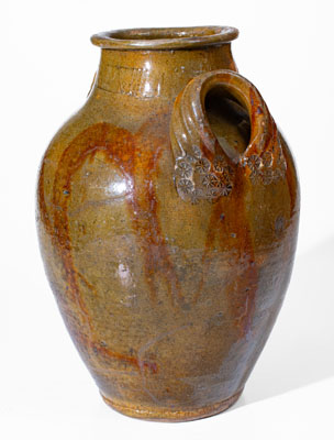 Extremely Rare HAUN (Christopher Alexander Haun), Greene County, TN Redware Jar w/ Exuberant Manganese Brushwork