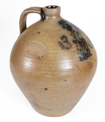 Rare Three-Gallon Stoneware Jug with Cobalt Man s Bust, Northeastern U.S. origin, circa 1830