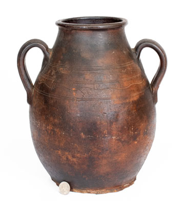 Open-Handled Redware Jar, Eastern TN origin, early to mid 19th century