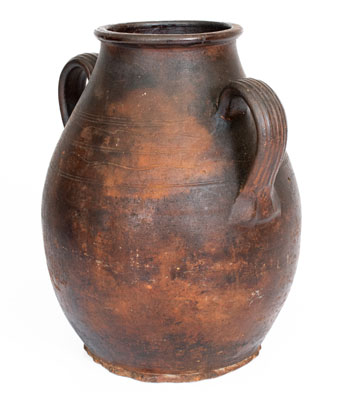 Open-Handled Redware Jar, Eastern TN origin, early to mid 19th century