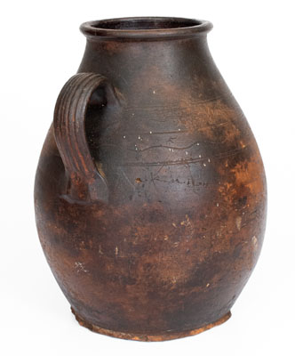 Open-Handled Redware Jar, Eastern TN origin, early to mid 19th century