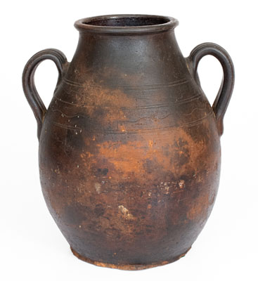 Open-Handled Redware Jar, Eastern TN origin, early to mid 19th century