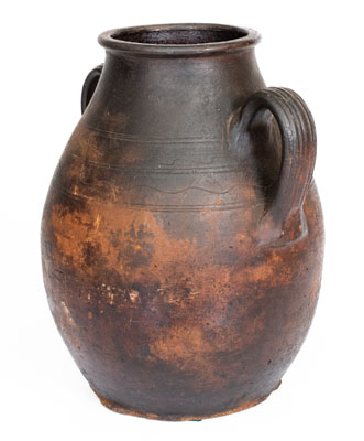 Open-Handled Redware Jar, Eastern TN origin, early to mid 19th century