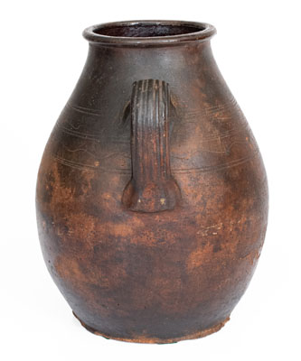 Open-Handled Redware Jar, Eastern TN origin, early to mid 19th century