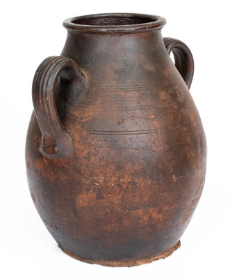 Open-Handled Redware Jar, Eastern TN origin, early to mid 19th century