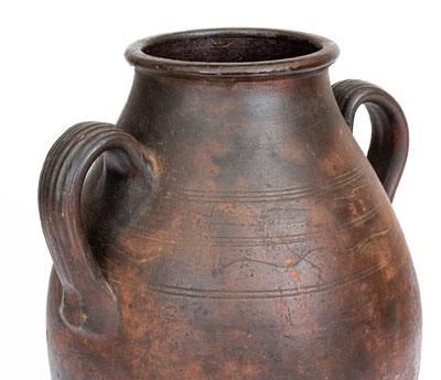 Open-Handled Redware Jar, Eastern TN origin, early to mid 19th century