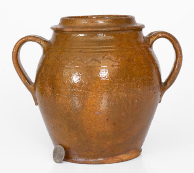 Eastern Tennessee Redware Open-Handled Jar, c1810-1814