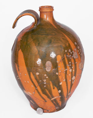 Exceptional Copper-Decorated Redware Jug attrib. Christopher Alexander Haun, Greene County, TN, c1840-1860