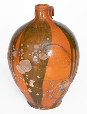 Exceptional Copper-Decorated Redware Jug attrib. Christopher Alexander Haun, Greene County, TN, c1840-1860