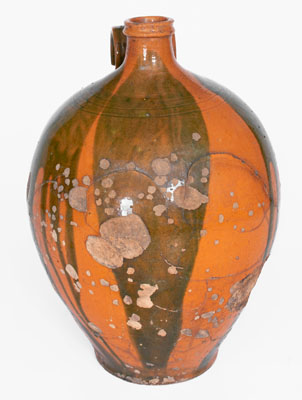 Exceptional Copper-Decorated Redware Jug attrib. Christopher Alexander Haun, Greene County, TN, c1840-1860