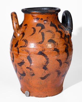 Fine Eastern Tennessee Redware Jar w/ Profuse Manganese Decoration