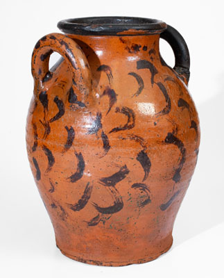 Fine Eastern Tennessee Redware Jar w/ Profuse Manganese Decoration