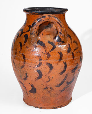 Fine Eastern Tennessee Redware Jar w/ Profuse Manganese Decoration