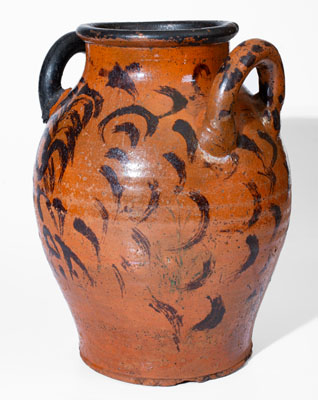 Fine Eastern Tennessee Redware Jar w/ Profuse Manganese Decoration